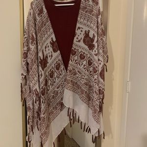 Maroon and white kimono and tank combination!